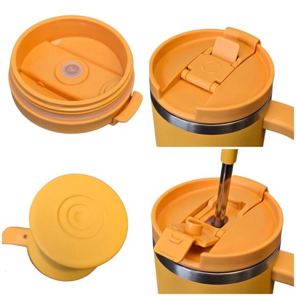 Marigold Yellow Insulated Stainless Steel Tumbler with Straw - Picture 4 of 16